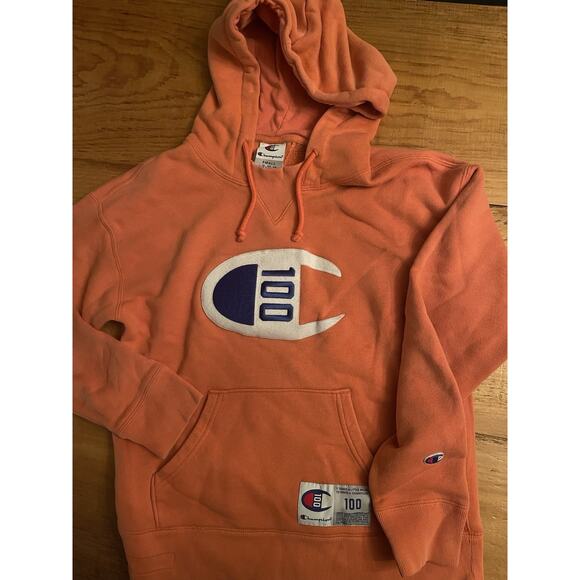 Champion Century C Logo Hoodie Womens Small Long Sleeve 100 Years Pullover - Picture 1 of 8